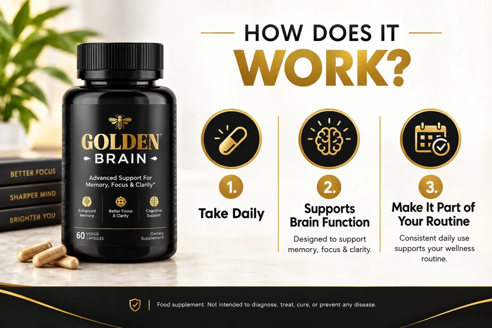 How does Golden Brain work: take daily, supports brain function, make it part of your routine